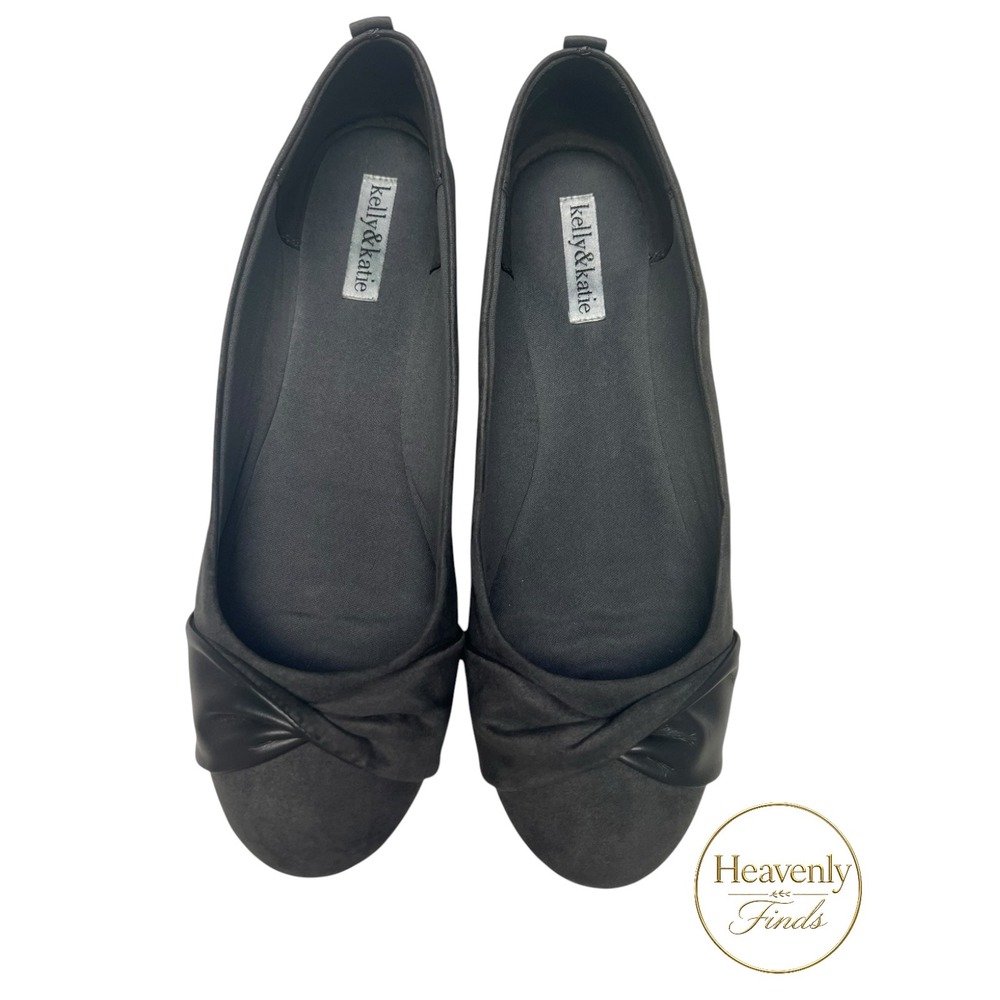 Kelly & Katie Ballet Flats Size 11 Dark Gray Knotted Round Toe Slip On Excellent